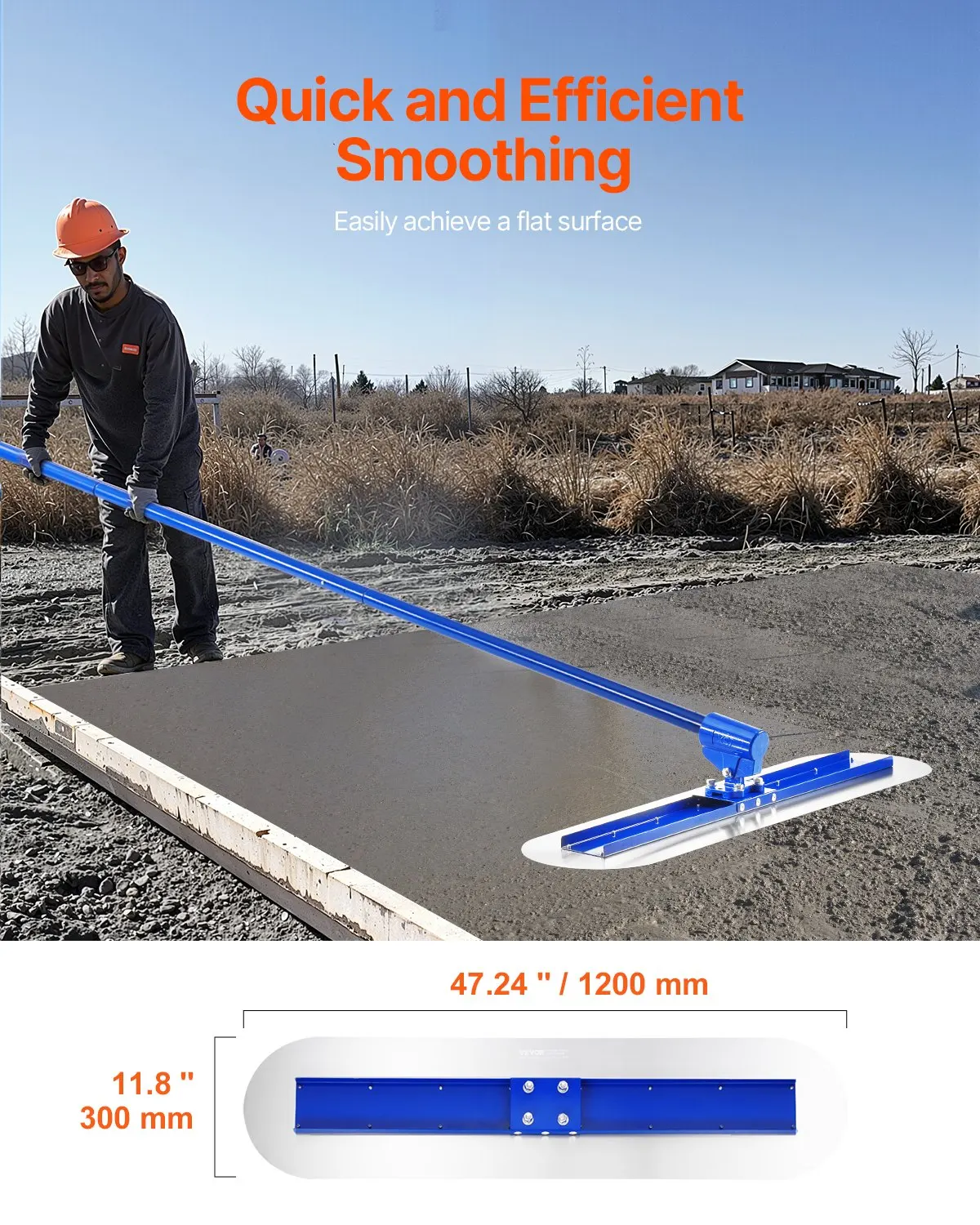 Bull Float Magnesium Concrete Float, 47.24 X 7.28 Inch Round End Concrete Float Tool With 4 Aluminum Alloy Replaceable Handles, Cement Finishing Float For Various Industrial Applications
Bull Float Magnesium Concrete Float, 47.24 X 7.28 Inch Round End Concrete Float Tool With 4 Aluminum Alloy Replaceable Handles, Cement Finishing Float For Various Industrial Applications