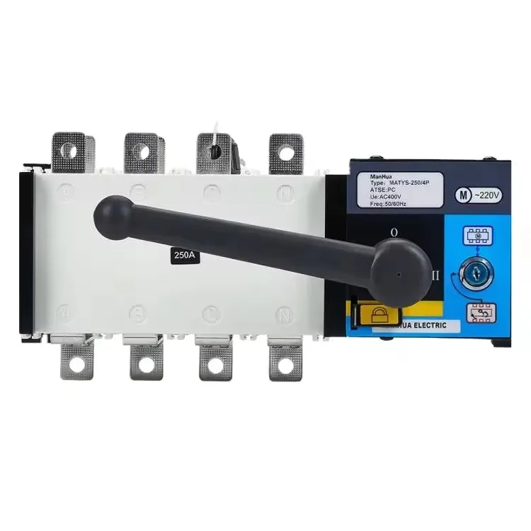 Manhua MATYS-250/4P 250A 220VAC 60HZ PC Grade 4 Pole 3 Phase ATS Dual Power Automatic Transfer Switch
Manhua MATYS-250/4P 250A 220VAC 60HZ PC Grade 4 Pole 3 Phase ATS Dual Power Automatic Transfer Switch