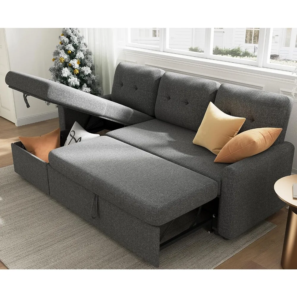 Sleeper Sofa, L Shaped Sectional Couch with Pullout Bed, Reversible Storage Chaise, 2 in 1 Pull Out Couches for Living Room, Ap
Sleeper Sofa, L Shaped Sectional Couch with Pullout Bed, Reversible Storage Chaise, 2 in 1 Pull Out Couches for Living Room, Ap