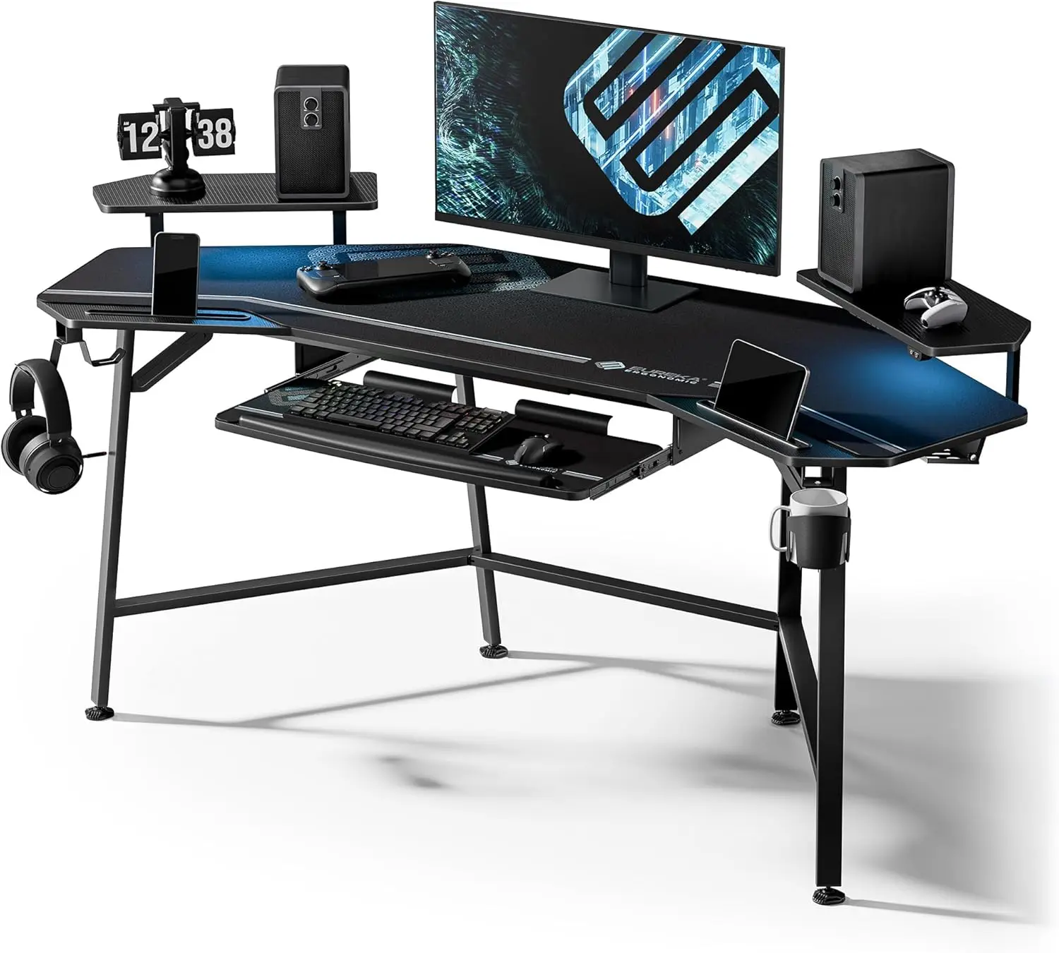 Aero 72 Inch Gaming Desk with Keyboard Tray, Large Computer Desk Led Lights, Wing-Shaped Monitor Stand Dual Headphone Hanger Cup
Aero 72 Inch Gaming Desk with Keyboard Tray, Large Computer Desk Led Lights, Wing-Shaped Monitor Stand Dual Headphone Hanger Cup