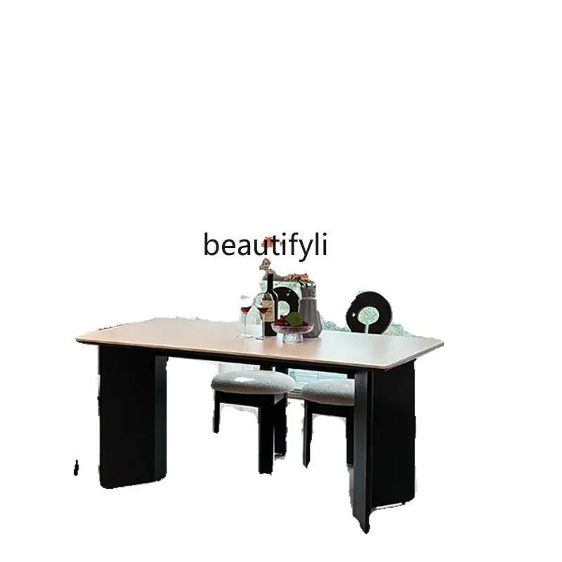 Cream wind medium and ancient dining table household solid wood rock slab light luxury simple modern rectangular French chair
Cream wind medium and ancient dining table household solid wood rock slab light luxury simple modern rectangular French chair
