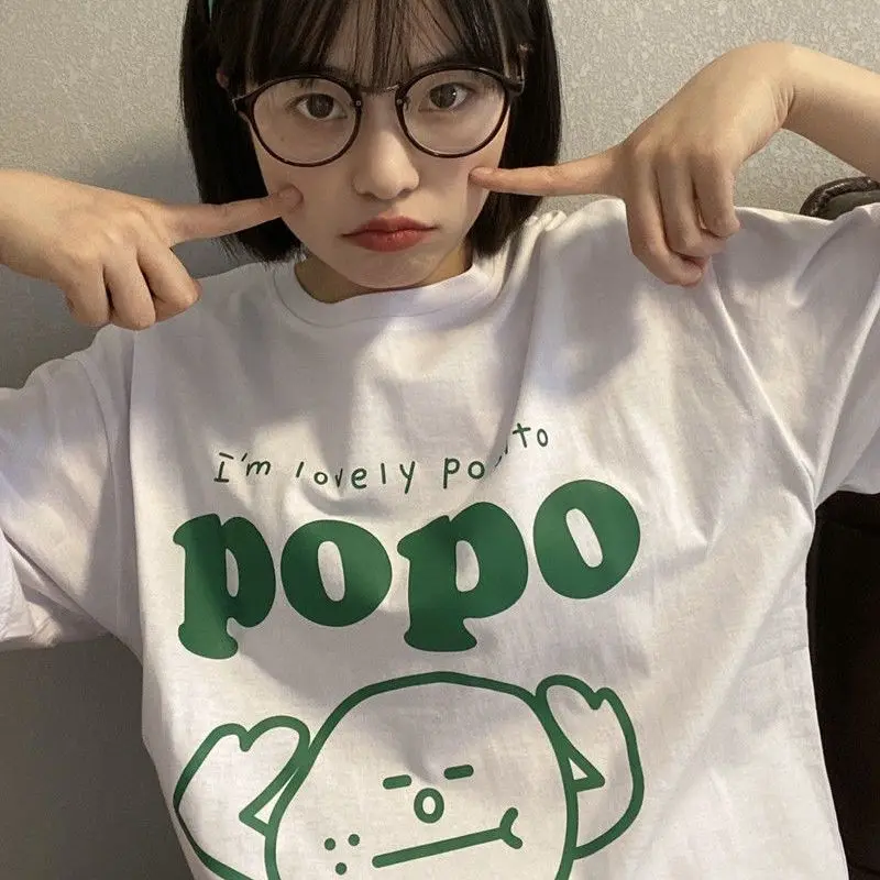 Pure cotton summer new Japanese style ins cute Harajuku style top Korean style loose cartoon short-sleeved T-shirt for women top
Pure cotton summer new Japanese style ins cute Harajuku style top Korean style loose cartoon short-sleeved T-shirt for women top