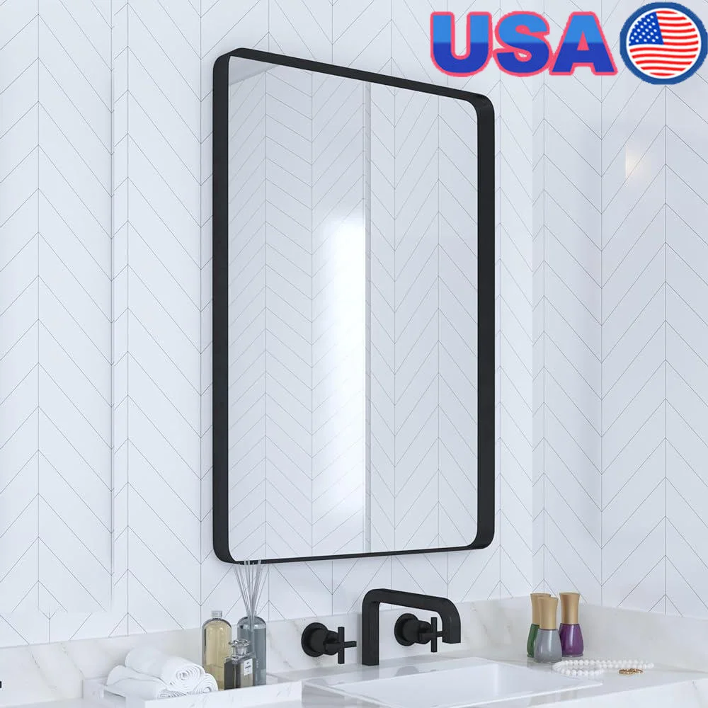 Rounded Rectangle Bath Mirror 18x26 Inch Metal Frame Wall Mirror High Humidity Durable Glass Easy Hang Modern Decor
Rounded Rectangle Bath Mirror 18x26 Inch Metal Frame Wall Mirror High Humidity Durable Glass Easy Hang Modern Decor