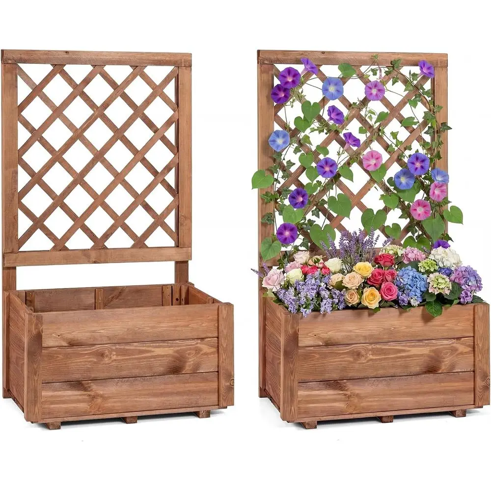 Elevated Wood Planter Box Set with Trellis, Drainage, 23x14x40 inches for Herbs, Vegetables, Fruits - Ideal for Indoor, Outdoor,
Elevated Wood Planter Box Set with Trellis, Drainage, 23x14x40 inches for Herbs, Vegetables, Fruits - Ideal for Indoor, Outdoor,