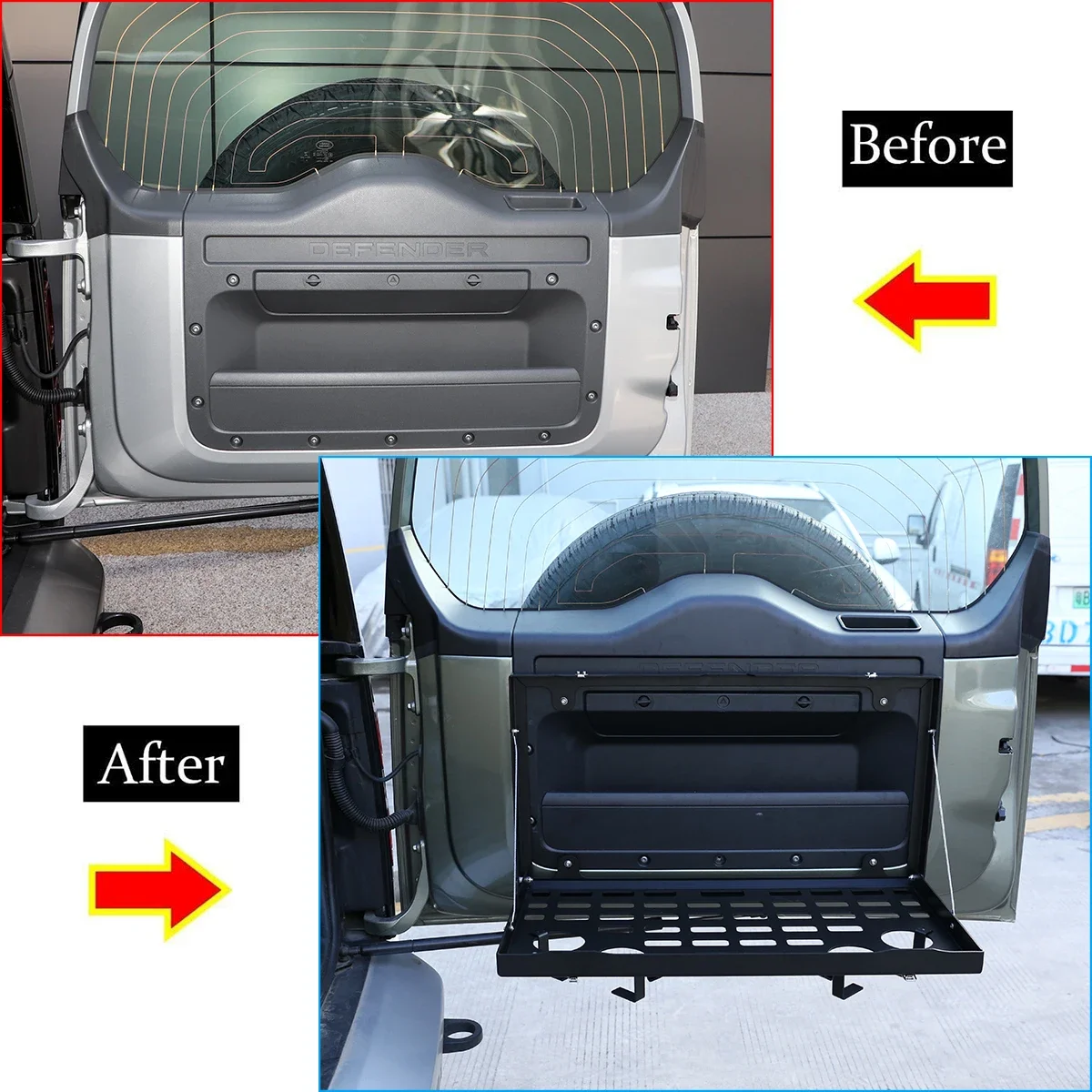 For Land Rover Defender 2020-24 Tailgate Table Rear Door Cargo Luggage Carrier Foldable Shelf Storage Rack Alloy Car Accessories
For Land Rover Defender 2020-24 Tailgate Table Rear Door Cargo Luggage Carrier Foldable Shelf Storage Rack Alloy Car Accessories