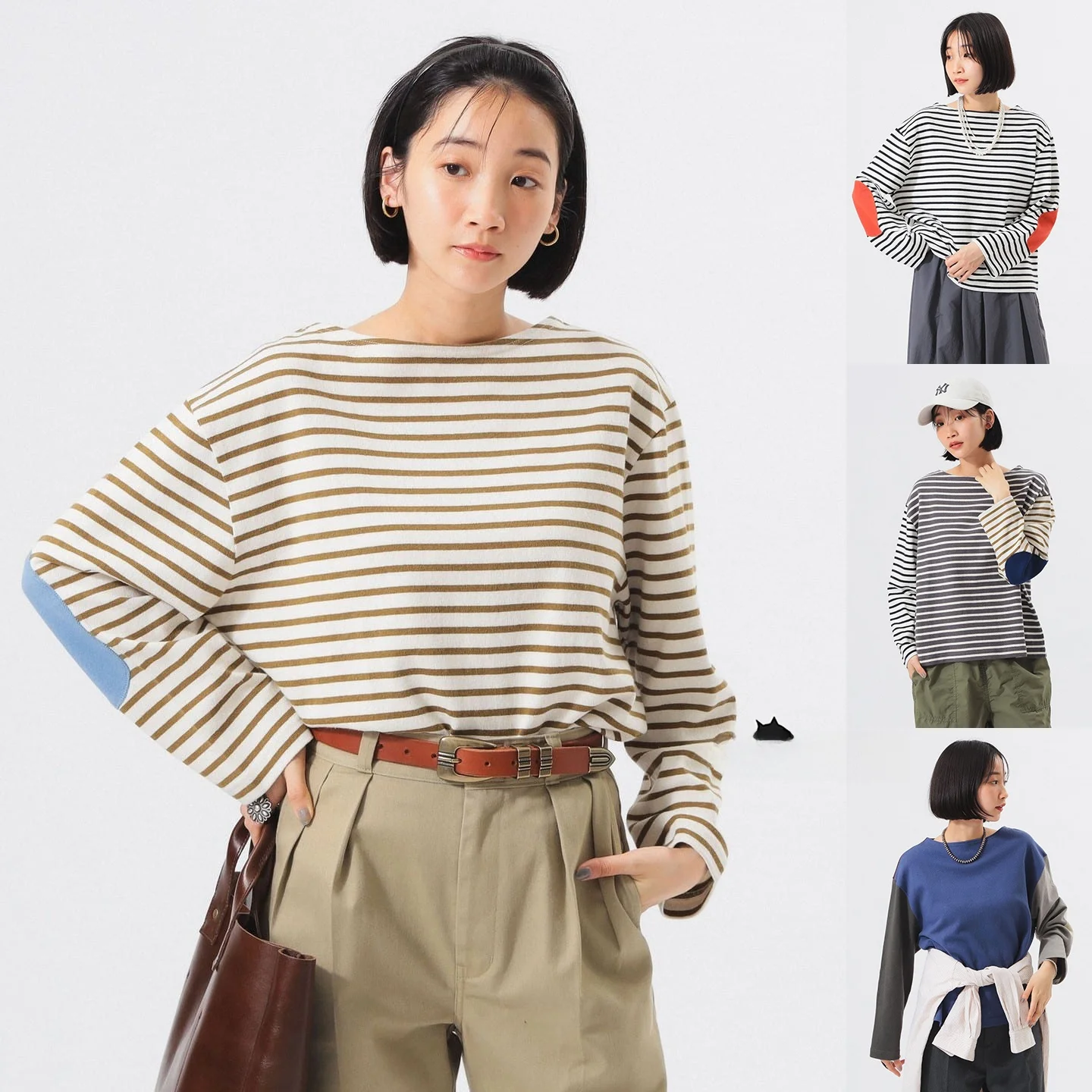 Casual Long Sve T-irt Women's New Color Striped Elbow Patch Loose Fit Cotton Classic Pattern Straight Tube Commute Sle
Casual Long Sve T-irt Women's New Color Striped Elbow Patch Loose Fit Cotton Classic Pattern Straight Tube Commute Sle