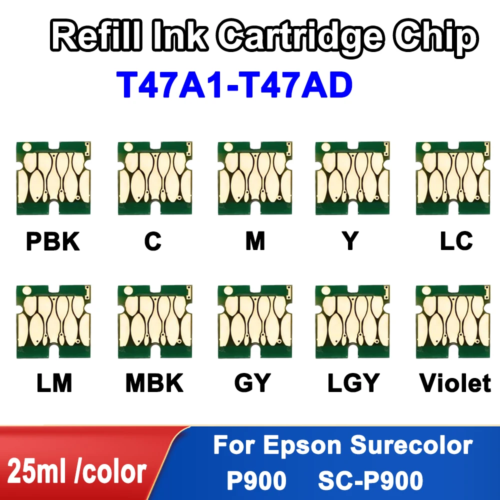T47A T47A1-T47AD Refill Ink Cartridge Chip for Epson SureColor P900 SC-P900 One time use chip
T47A T47A1-T47AD Refill Ink Cartridge Chip for Epson SureColor P900 SC-P900 One time use chip