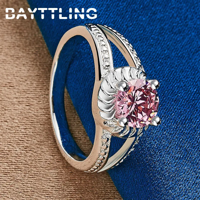 Luxury 925 Sterling Silver 7/8/9/10# Fine Pink Round Zircon Ring For Women Fashion Wedding Temperament Gift Jewelry Accessories
Luxury 925 Sterling Silver 7/8/9/10# Fine Pink Round Zircon Ring For Women Fashion Wedding Temperament Gift Jewelry Accessories