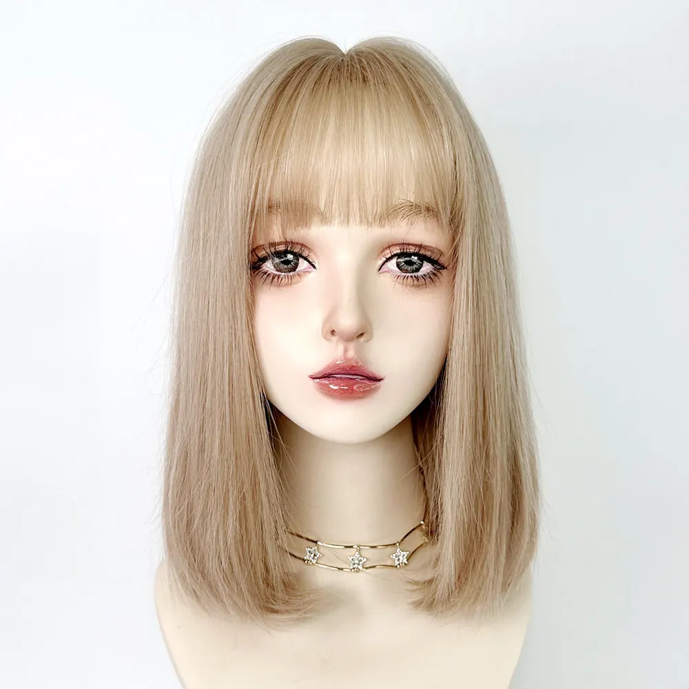 Platinum wig medium length shoulder length hair short hair full head cover female blonde collarbone hair light color bobo daily
Platinum wig medium length shoulder length hair short hair full head cover female blonde collarbone hair light color bobo daily