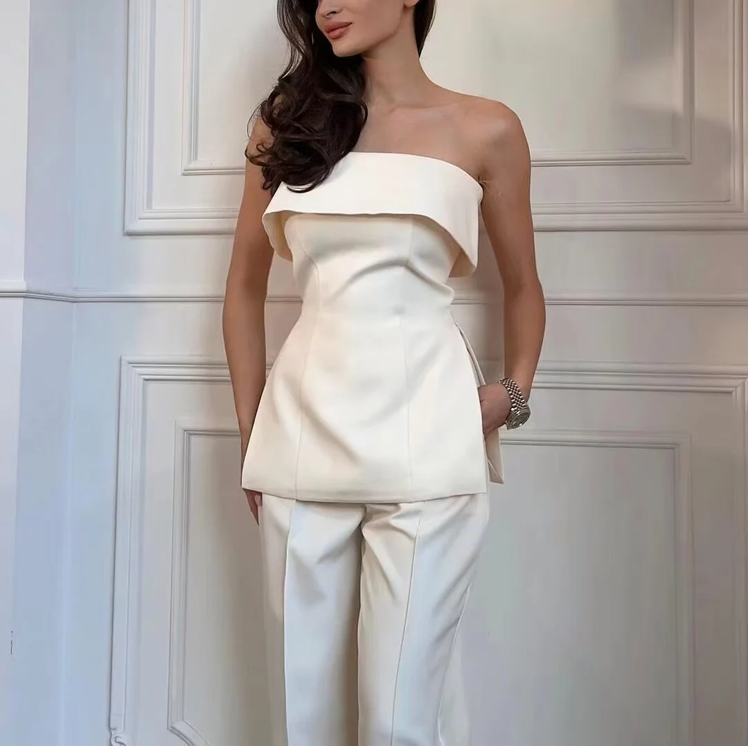 Spring New Women's Commute One-oulder Tube Top oulder Exposure Top High Waist Straight Leg Casual Pants Faion Set
Spring New Women's Commute One-oulder Tube Top oulder Exposure Top High Waist Straight Leg Casual Pants Faion Set