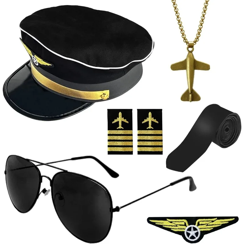 6 Pcs Airline Pilot Captain Costume Kit with Aviator Sunglasses,Pilot Costume Accessories Set for Aviation Halloween Dress Up
6 Pcs Airline Pilot Captain Costume Kit with Aviator Sunglasses,Pilot Costume Accessories Set for Aviation Halloween Dress Up