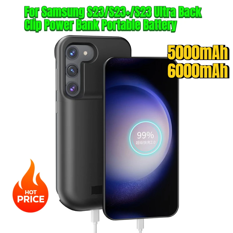 5000/6000mAh for Samsung S23/S23+/S23 Ultra Back Clip Power Bank Portable Battery
5000/6000mAh for Samsung S23/S23+/S23 Ultra Back Clip Power Bank Portable Battery