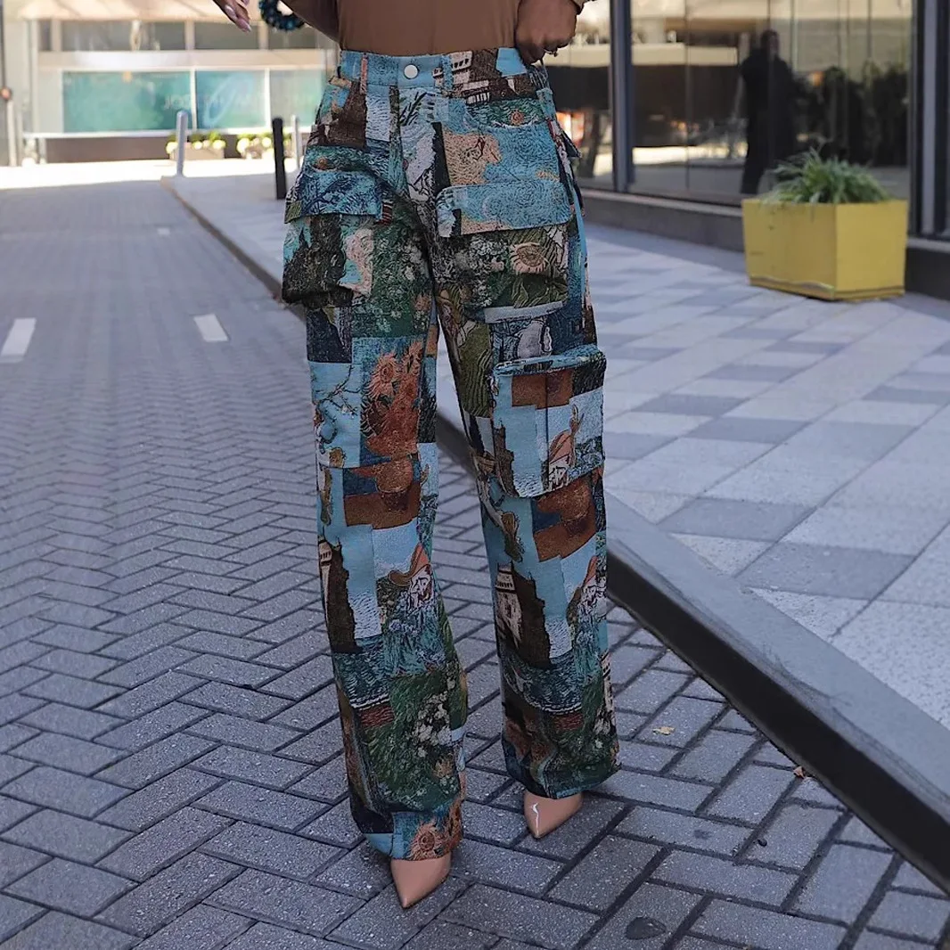 Vintage Printed Women Cargo Pants Zipper Fly High Waist Pants with Pockets 2025 Summer New Popular Streetwear Casual Trousers
Vintage Printed Women Cargo Pants Zipper Fly High Waist Pants with Pockets 2025 Summer New Popular Streetwear Casual Trousers