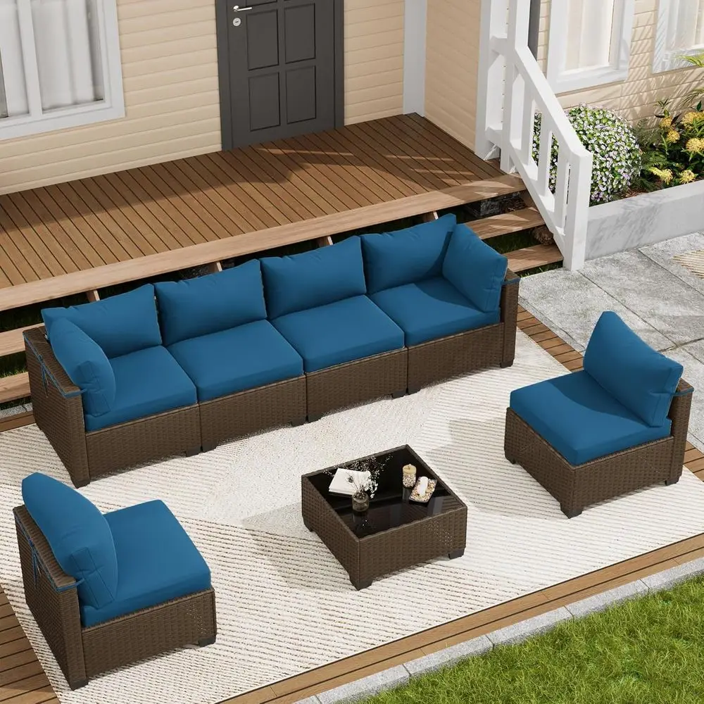 7-Piece Outdoor Patio Furniture Set, Sectional Sofa, Wicker Rattan Seating with Coffee Table and Cushions
7-Piece Outdoor Patio Furniture Set, Sectional Sofa, Wicker Rattan Seating with Coffee Table and Cushions