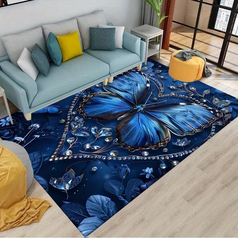 Crystal Velvet Blue and Silver Butterfly Print Area Rug - Non-Slip, Stain Resistant, Rectangular Rug - Suitable for Living Rooms
Crystal Velvet Blue and Silver Butterfly Print Area Rug - Non-Slip, Stain Resistant, Rectangular Rug - Suitable for Living Rooms