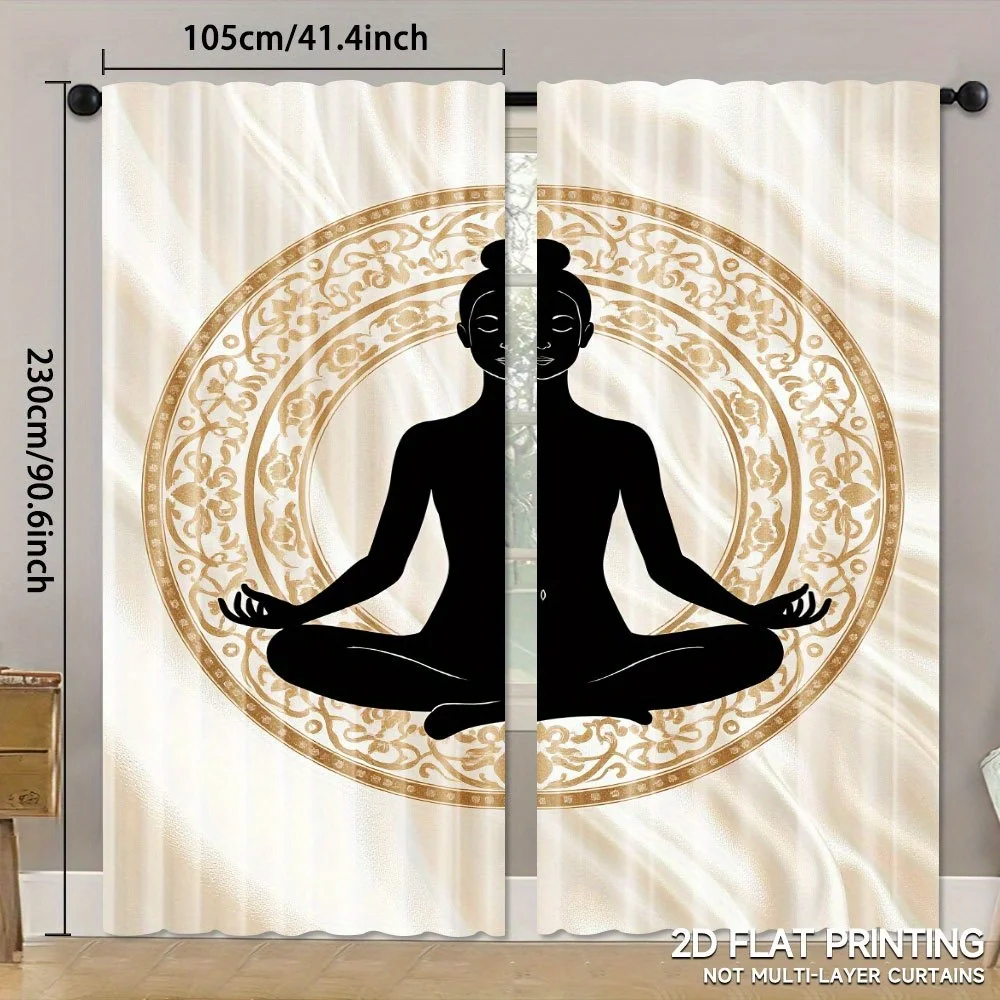 2pcs Yoga Print Curtains Meditation Silhouette Mandala Pattern Zen Style Polyester Window Drapes for Yoga Room Decor
2pcs Yoga Print Curtains Meditation Silhouette Mandala Pattern Zen Style Polyester Window Drapes for Yoga Room Decor