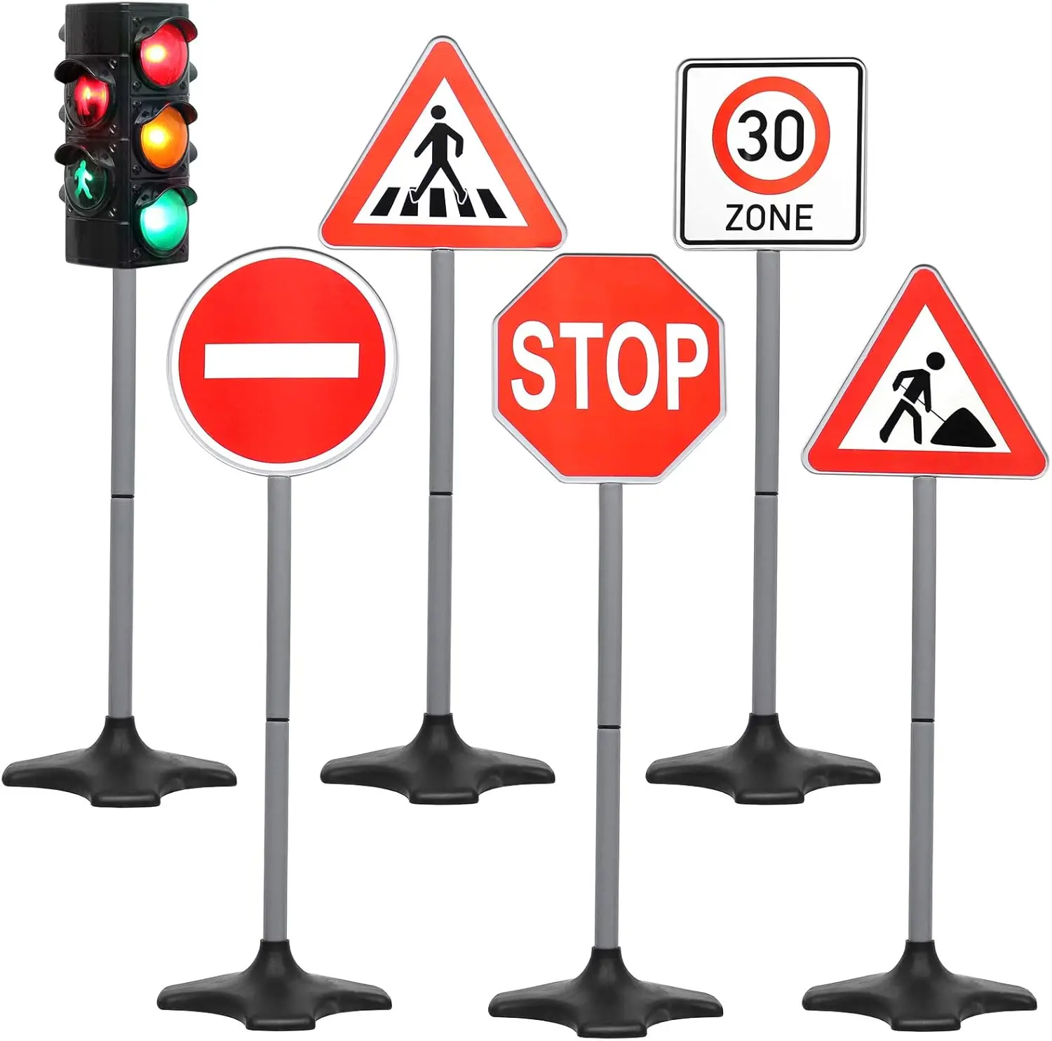 Kids Traffic Light Toy with 5 Street Signs - Interactive LED Set
Kids Traffic Light Toy with 5 Street Signs - Interactive LED Set