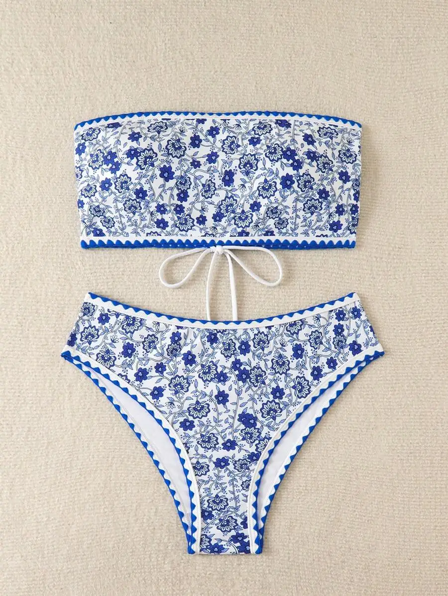 Floral Print Bandeau Bikini Set For Women Summer Beach Swimwear
Floral Print Bandeau Bikini Set For Women Summer Beach Swimwear