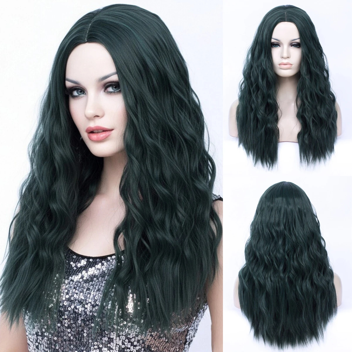 Synthetic Long Dark Green Wigs Women Curly Middle Part Wig For Daily Party Cosplay Heat Resistant Fiber
Synthetic Long Dark Green Wigs Women Curly Middle Part Wig For Daily Party Cosplay Heat Resistant Fiber