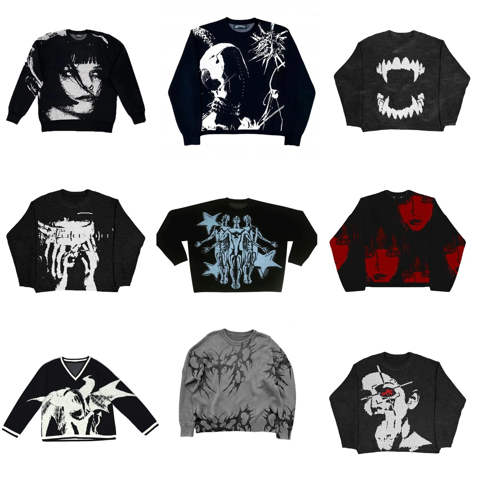 Women Clothing Knit top Pullover Sweater Autumn and Winter New Fashion Casual Loose O-neck Gothic Harajuku Street Knit Sweater
Women Clothing Knit top Pullover Sweater Autumn and Winter New Fashion Casual Loose O-neck Gothic Harajuku Street Knit Sweater
