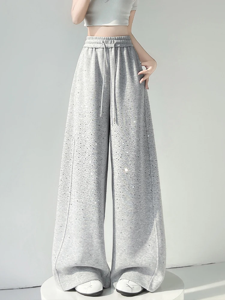 Shiny Rhinestone Wide Leg Pants Women's High Waist Loose Casual Floor-Length Straight Cut Pants Summer New Style
Shiny Rhinestone Wide Leg Pants Women's High Waist Loose Casual Floor-Length Straight Cut Pants Summer New Style