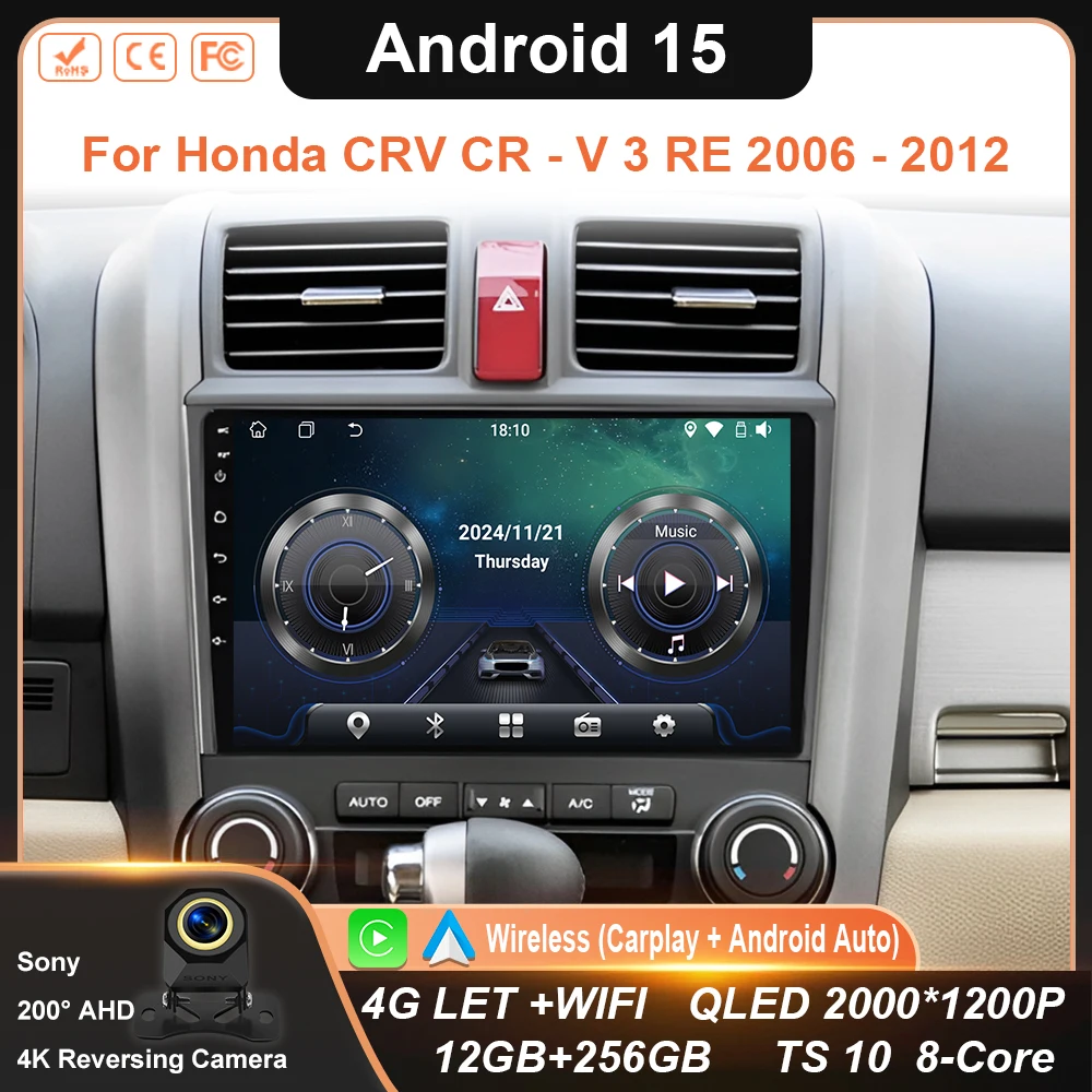 Android 15 For Honda CRV CR - V 3 RE 2006 - 2012 Car Radio Multimedia GPS Player Auto Video Navigation 5G Carplay DSP BT NO 2din
Android 15 For Honda CRV CR - V 3 RE 2006 - 2012 Car Radio Multimedia GPS Player Auto Video Navigation 5G Carplay DSP BT NO 2din
