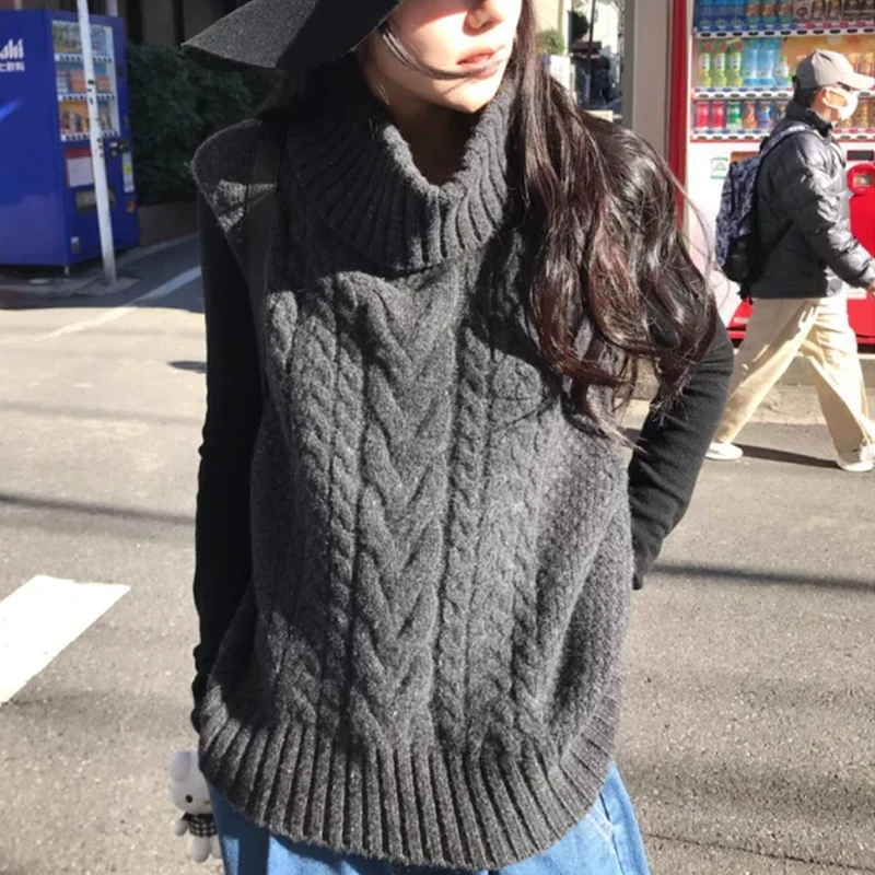 Осень 202, повседневный однотонный свободный вязаный топ, зимняя водолазка, вязаный жилет без рукавов, женский новый элегантный трикотаж
Осень 202, повседневный однотонный свободный вязаный топ, зимняя водолазка, вязаный жилет без рукавов, женский новый элегантный трикотаж