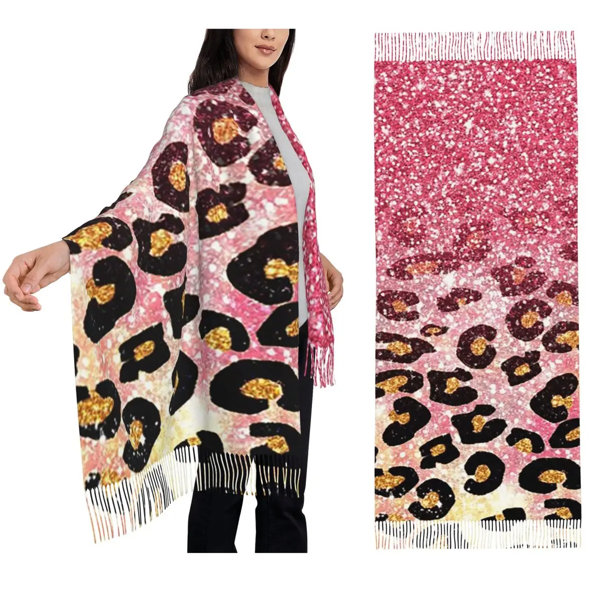 Гламурный розовый блестящий шарф с леопардовым узором, шарфы с кисточками для женщин, мягкие теплые шали и накидки, длинная осенне-зимняя шаль, накидка
Гламурный розовый блестящий шарф с леопардовым узором, шарфы с кисточками для женщин, мягкие теплые шали и накидки, длинная осенне-зимняя шаль, накидка