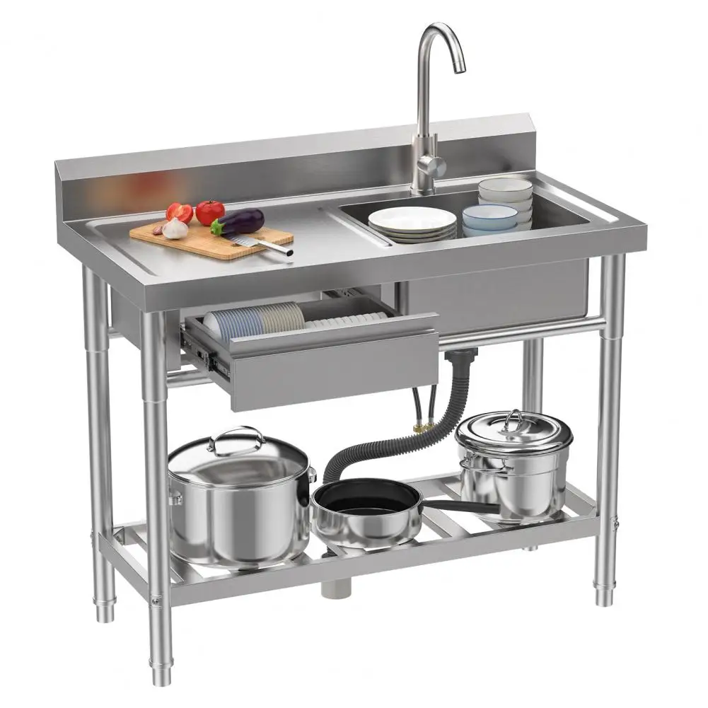 39-Inch Stainless Steel Sink,Free Standing Utility Sink with Cold Hot Water Faucet Hose,Single Bowl Sink for Indoor,Laundry Room
39-Inch Stainless Steel Sink,Free Standing Utility Sink with Cold Hot Water Faucet Hose,Single Bowl Sink for Indoor,Laundry Room