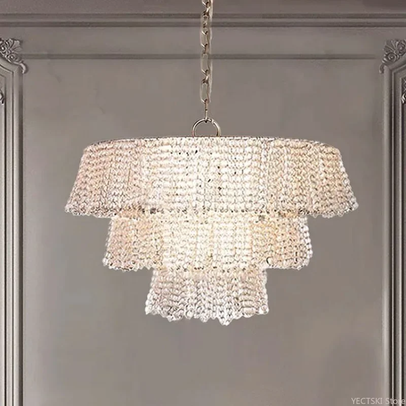 GHJUYIOL Layered round bead crystal pendant light, French cream style heavy industry living room, dining room, bedroom light
GHJUYIOL Layered round bead crystal pendant light, French cream style heavy industry living room, dining room, bedroom light