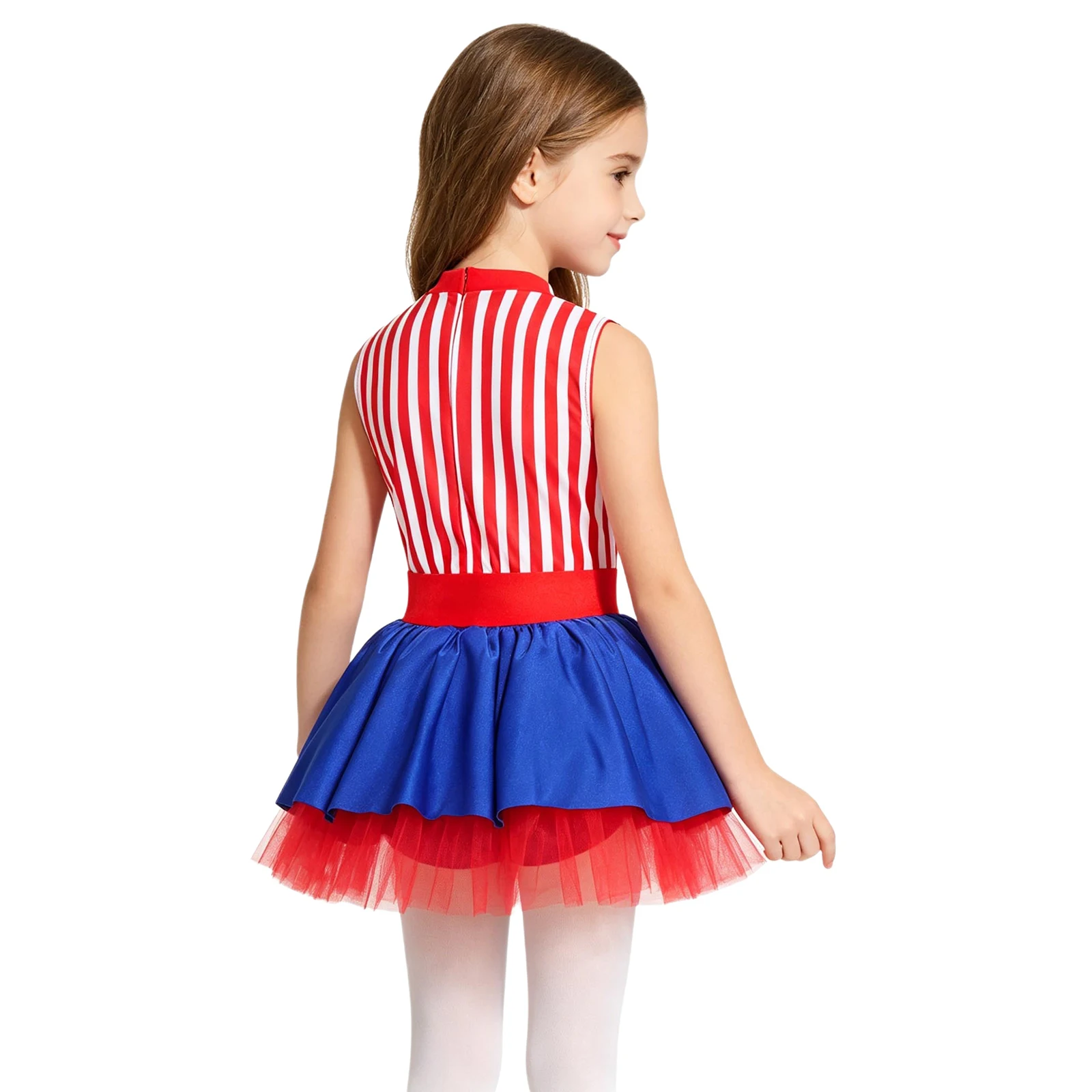 Girls Independence Day Costume Rhinestone Stars Striped Color Block Dance Jumpsuit Princess Ballet Tulle Tutu Skirted Leotard
Girls Independence Day Costume Rhinestone Stars Striped Color Block Dance Jumpsuit Princess Ballet Tulle Tutu Skirted Leotard