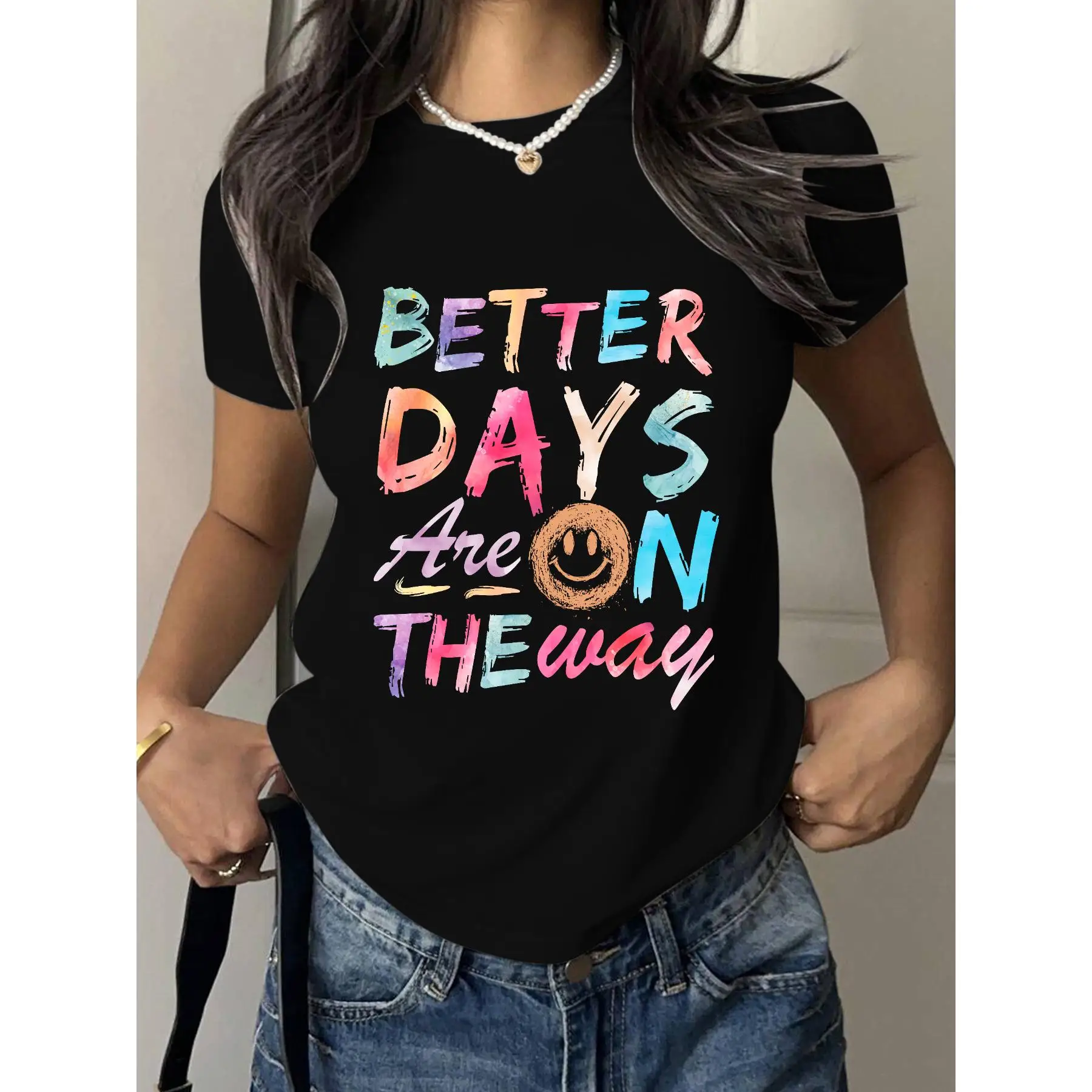 Better Days Are On The Way T-Shirt Women Rainbow Smile Face Graphic Tee Positive Quote Inspirational Casual Top
Better Days Are On The Way T-Shirt Women Rainbow Smile Face Graphic Tee Positive Quote Inspirational Casual Top