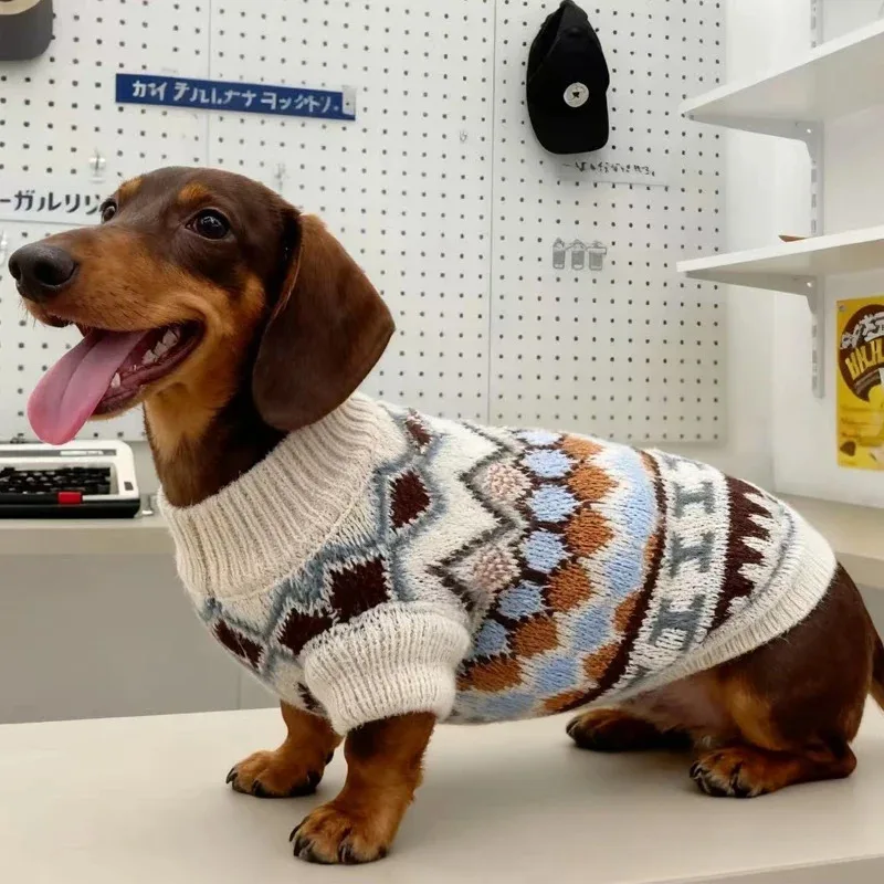 Hand Knitted Bohemian Autumn Winter Sweater for Dachshunds Wiener Dogs Soft Warm Thick Dog Coat Cozy Loungewear for Small Medium
Hand Knitted Bohemian Autumn Winter Sweater for Dachshunds Wiener Dogs Soft Warm Thick Dog Coat Cozy Loungewear for Small Medium
