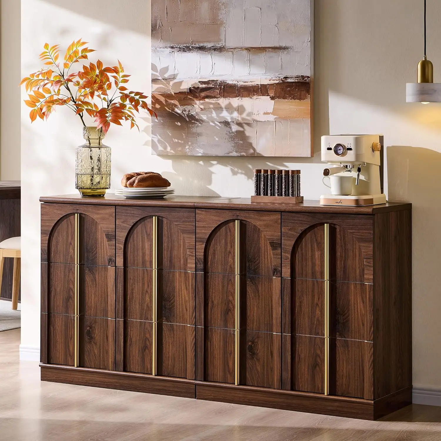 Buffet Cabinet with Storage & Arched Doors, 31.5 Inch Wood Sideboard W/Adjustable Shelf, Modern Coffee Bar Tables, Customized
Buffet Cabinet with Storage & Arched Doors, 31.5 Inch Wood Sideboard W/Adjustable Shelf, Modern Coffee Bar Tables, Customized