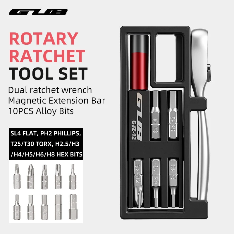 GUB GJZ-12 Bike Reapir Tools Rotary Ratchet Tool Set Dual Hex Wrench Road Bike MTB Multi-function 10 in 1 Alloy Bits Repair Tool
GUB GJZ-12 Bike Reapir Tools Rotary Ratchet Tool Set Dual Hex Wrench Road Bike MTB Multi-function 10 in 1 Alloy Bits Repair Tool