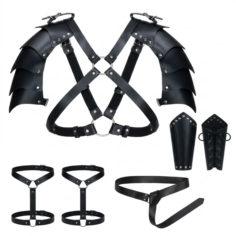 Medieval Knight PU Leather Harness for Men Adjustable Buckle Body Chest Garter Belt Cosplay Nightclub Punk Clubwear Costume
Medieval Knight PU Leather Harness for Men Adjustable Buckle Body Chest Garter Belt Cosplay Nightclub Punk Clubwear Costume