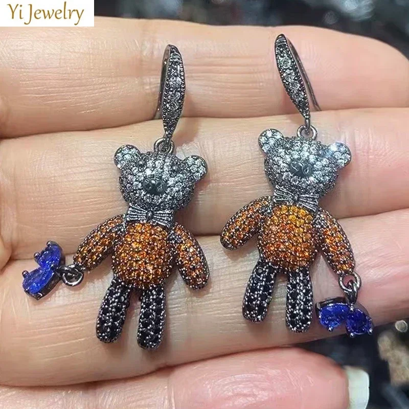 Cute Bear Earrings for Women Girls Shiny Zircon Hook Earrings Female Gift
Cute Bear Earrings for Women Girls Shiny Zircon Hook Earrings Female Gift