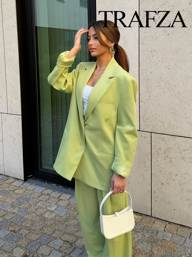 TRAFZA Women Suit Turn-Down Collar Long Sleeves Single-Breasted Pockets Lapel Blazers+Tripping Strap Decoration Zipper Pants
TRAFZA Women Suit Turn-Down Collar Long Sleeves Single-Breasted Pockets Lapel Blazers+Tripping Strap Decoration Zipper Pants