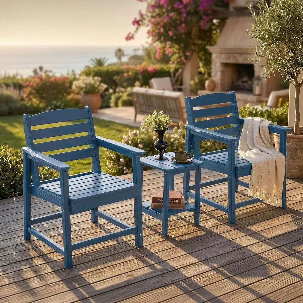 All-Weather HDPE Patio Bistro Set with 2 Chairs and Side Table, Ideal for Garden, Balcony, or Porch, Blue
All-Weather HDPE Patio Bistro Set with 2 Chairs and Side Table, Ideal for Garden, Balcony, or Porch, Blue