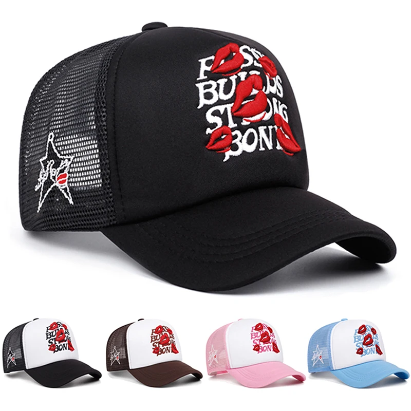 Trend New Cotton Mesh Hat Lipprint Men's Hip Hop Hat Women's Outdoor Leisure Sports Sunshade Hat Daily Decoration Baseball Hat
Trend New Cotton Mesh Hat Lipprint Men's Hip Hop Hat Women's Outdoor Leisure Sports Sunshade Hat Daily Decoration Baseball Hat