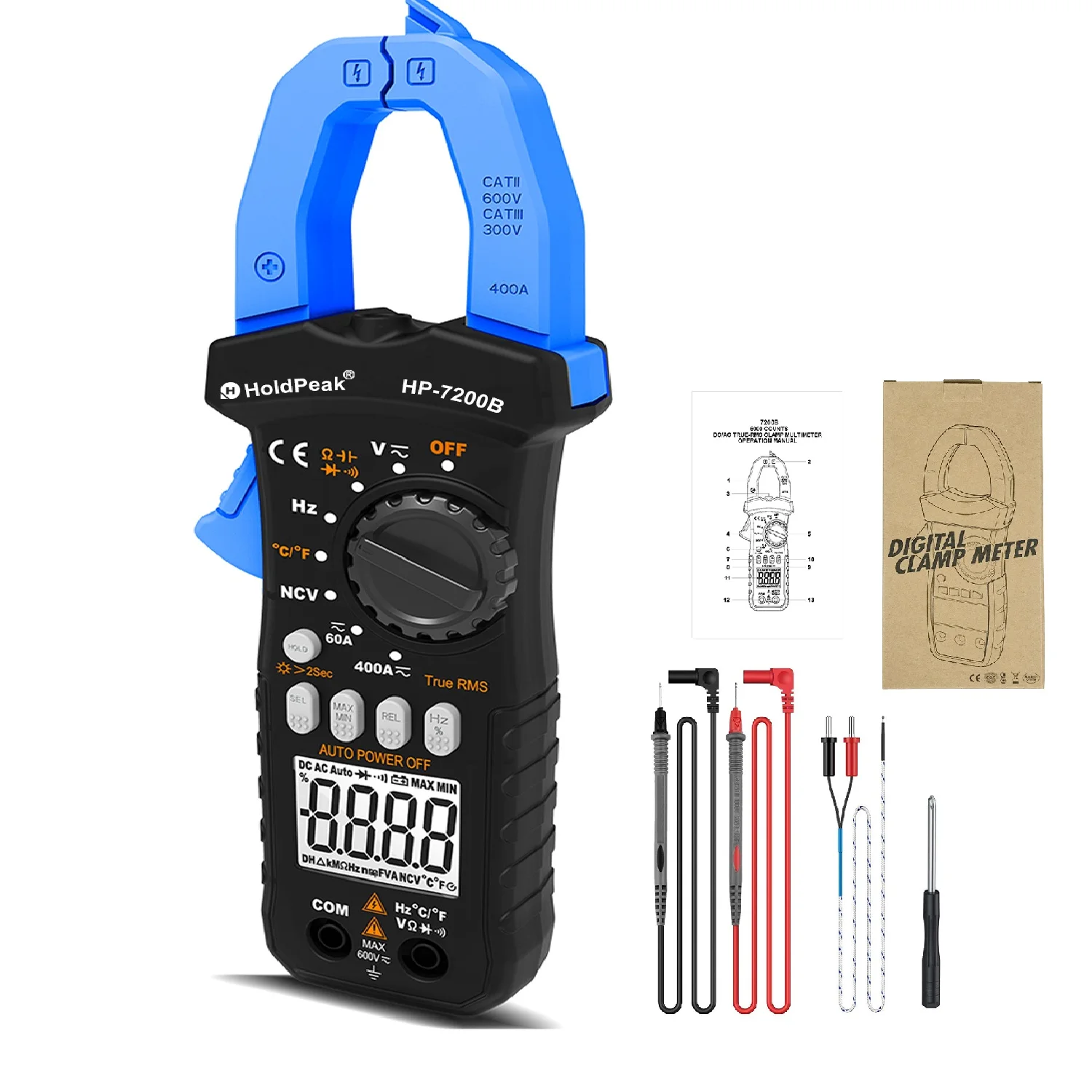 7200B Professional Clamp Meter TRMS 600A AC DC Current Voltage Resistance Capacitance Hz Duty Cycle NCV CATII Tool for ElecTech
7200B Professional Clamp Meter TRMS 600A AC DC Current Voltage Resistance Capacitance Hz Duty Cycle NCV CATII Tool for ElecTech