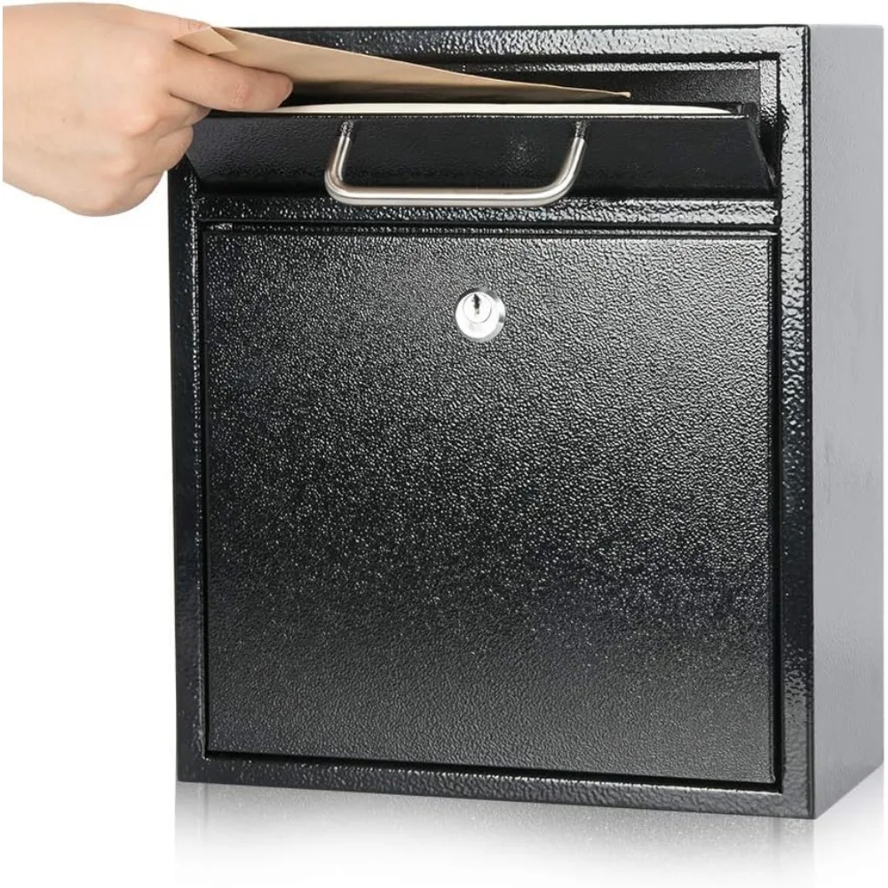 Large Black Locking Wall Mount Mailbox Steel Key Drop Box 12H x 10.5L x 4.6W for Home Office Commercial
Large Black Locking Wall Mount Mailbox Steel Key Drop Box 12H x 10.5L x 4.6W for Home Office Commercial