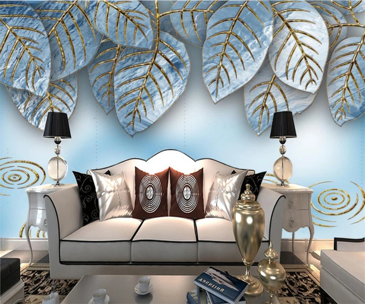 Customized Gold Leaf Photo Mural Light Luxury Color Blue Leaf TV Bedroom Background Wall 3d wallpaper wall stickers
Customized Gold Leaf Photo Mural Light Luxury Color Blue Leaf TV Bedroom Background Wall 3d wallpaper wall stickers