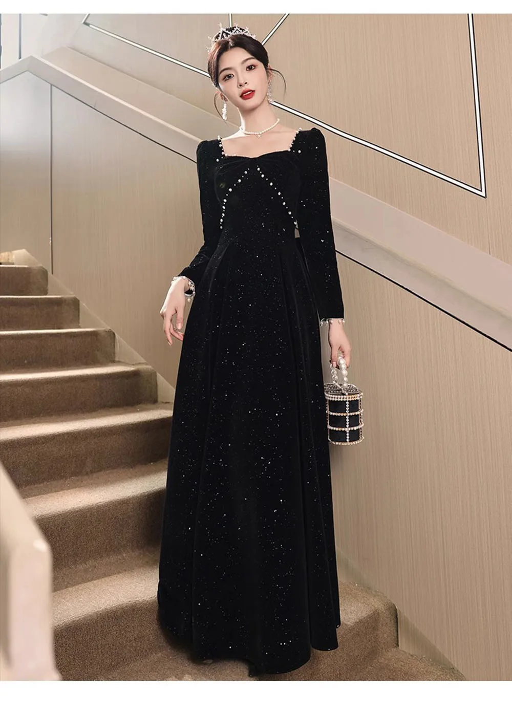 Женское обручальное платье 2022, осень-зима, черное бархатное вечернее платье с длинными рукавами для выпускного вечера, элегантное платье трапециевидной формы с бисером
Женское обручальное платье 2022, осень-зима, черное бархатное вечернее платье с длинными рукавами для выпускного вечера, элегантное платье трапециевидной формы с бисером