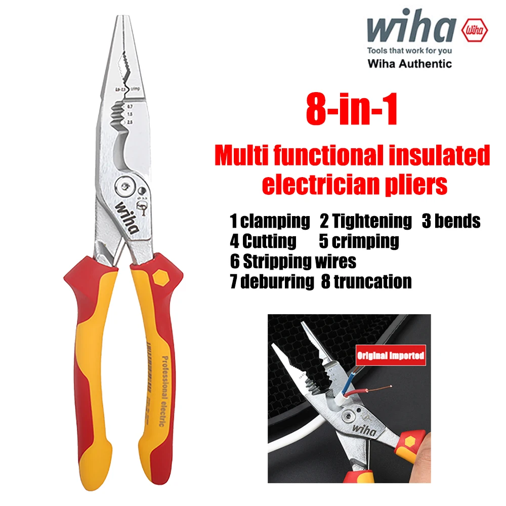 Wiha 8-in-1 multifunctional pliers, electrical insulation stripping pliers, industrial maintenance manual tools 45489
Wiha 8-in-1 multifunctional pliers, electrical insulation stripping pliers, industrial maintenance manual tools 45489