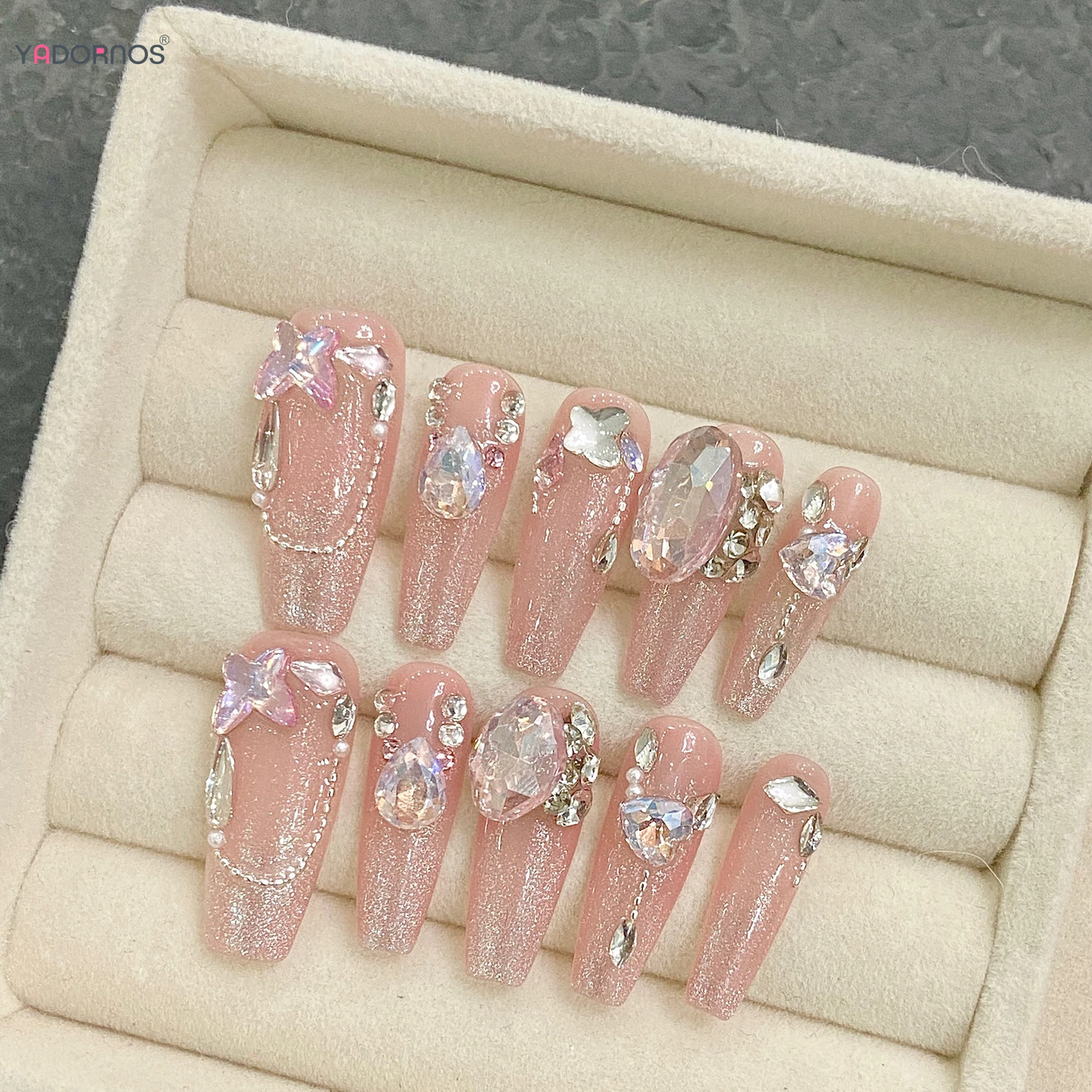 10Pcs Pink Handmade Press on Nails Shiny Long Ballerina Fake Nails Diamond Designs Wearable Manicure Woman Girls False Nails
10Pcs Pink Handmade Press on Nails Shiny Long Ballerina Fake Nails Diamond Designs Wearable Manicure Woman Girls False Nails