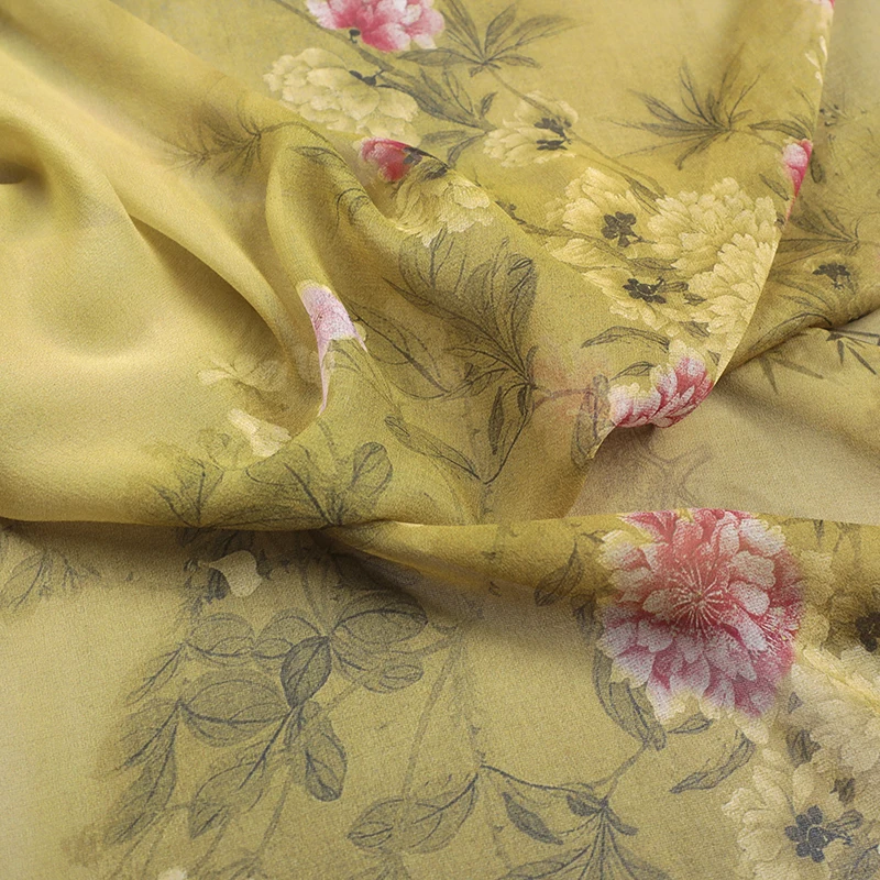 Summer Thin Silk Fabric for Dress Pants Cheongsam Shirt, 140CM Wide 10MM Silk Georgette Soft Peony Print on Yellow Fabric R247
Summer Thin Silk Fabric for Dress Pants Cheongsam Shirt, 140CM Wide 10MM Silk Georgette Soft Peony Print on Yellow Fabric R247