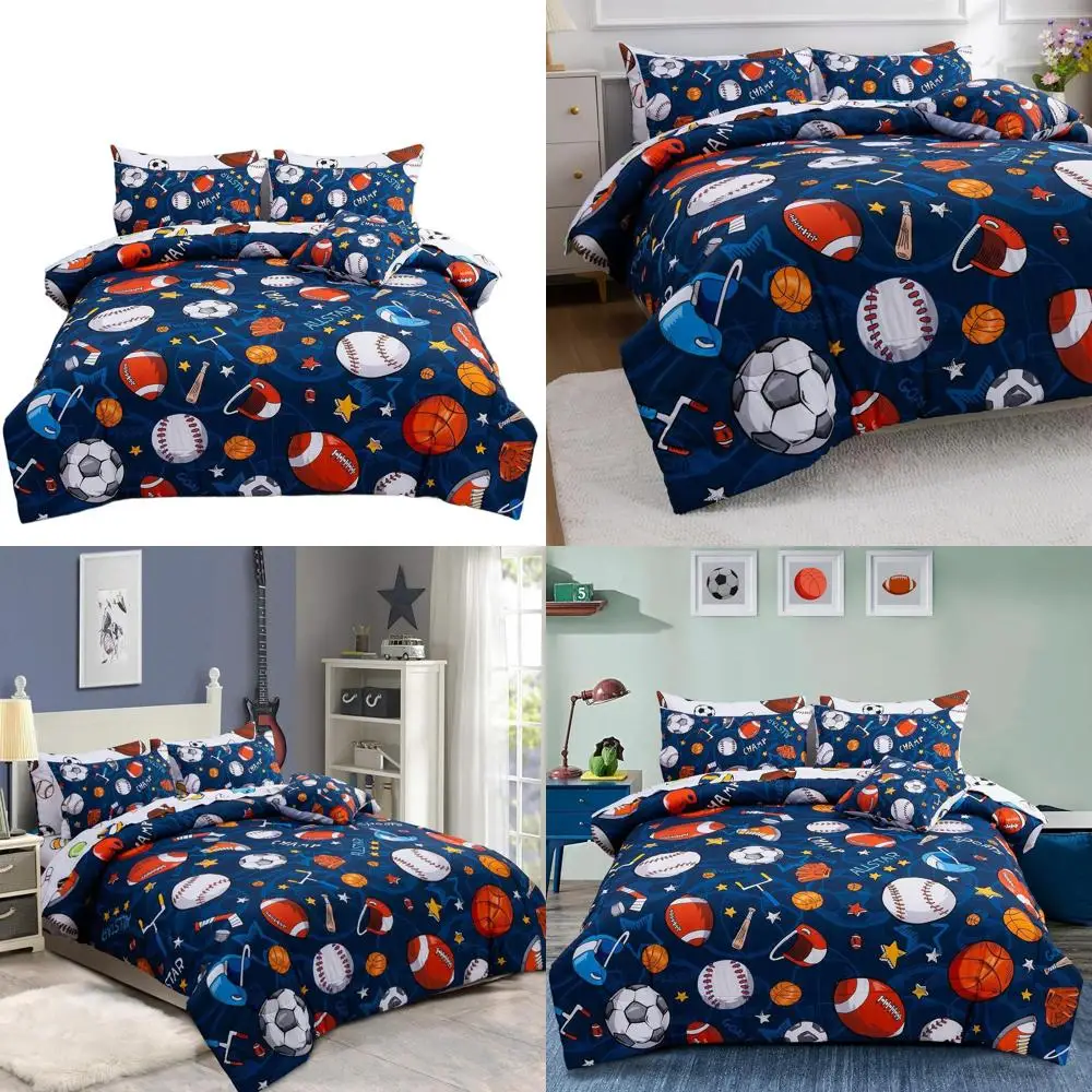 6-Piece Navy Rugby Ball Microfiber Comforter Set for Boys and Teens
6-Piece Navy Rugby Ball Microfiber Comforter Set for Boys and Teens