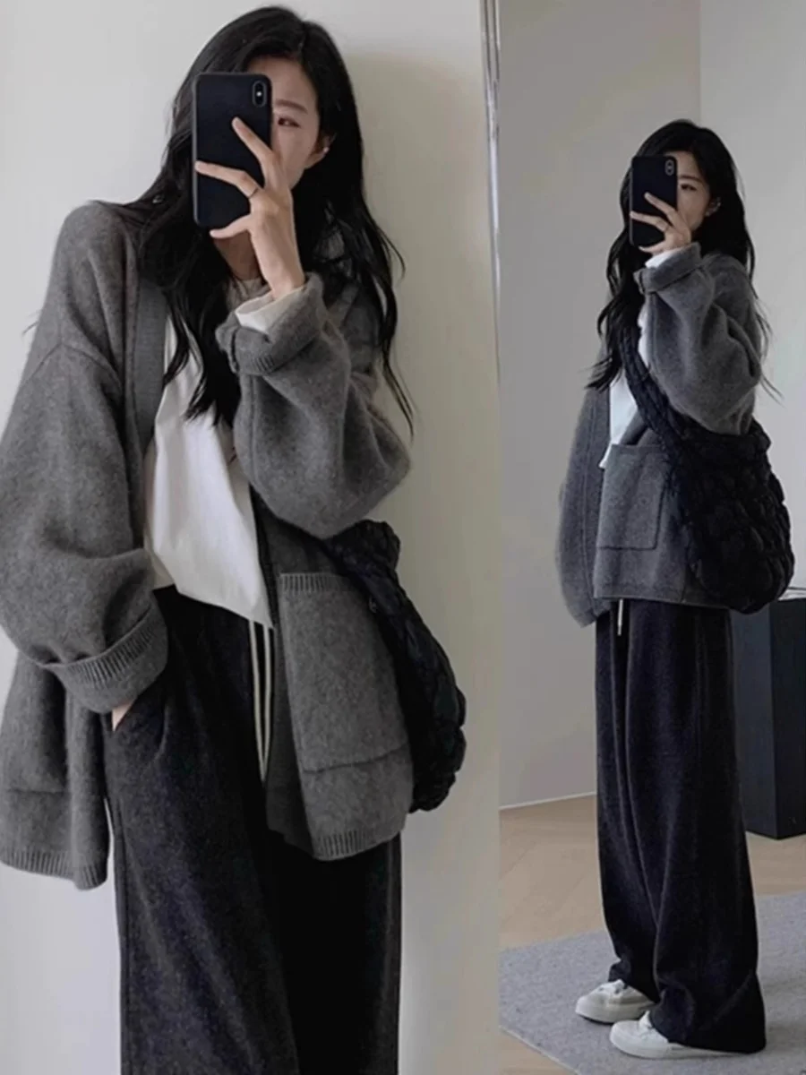 Ay медвежьи меховой вязаный свитер средней длины, пальто, женский осенне-зимний свободный шерстяной открытый кардиган, верхняя одежда
Ay медвежьи меховой вязаный свитер средней длины, пальто, женский осенне-зимний свободный шерстяной открытый кардиган, верхняя одежда