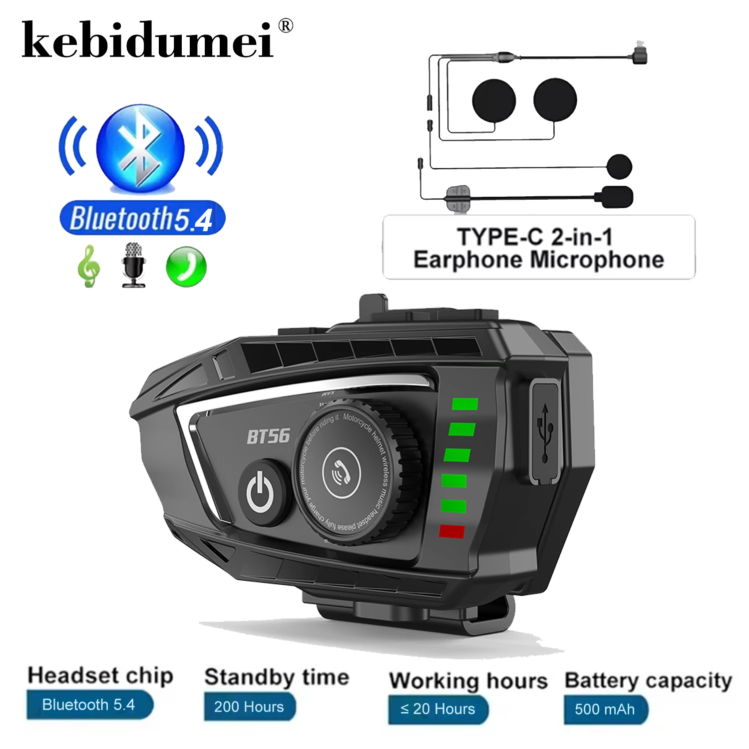 BT56 Motorcycle Helmet Headset Bluetooth 5.4 Handsfree Wireless Noise Reduction Waterproof 2-in-1 Mic Earphone with Rhythm Light
BT56 Motorcycle Helmet Headset Bluetooth 5.4 Handsfree Wireless Noise Reduction Waterproof 2-in-1 Mic Earphone with Rhythm Light